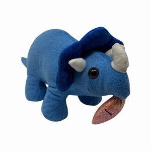 Hug & Luv 10" Triceratops Blue Dinosaur Plush Stuffed Animal with Carrot Easter‎